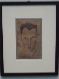 SELF-PORTRAIT. 1925.
(Portrait de l'artiste)
Watercolor on paper, 5 1/8 x 3 3/8".
Jacqueline Matisse Monnier Collection. SELF-PORTRAIT. 1925. (Portrait de l'artiste) Watercolor on paper, 5 1/8 x 3 3/8". Jacqueline Matisse Monnier Collection.