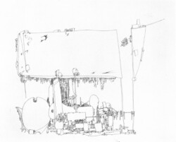 DRAWING. 1953.
Ink and pencil, 22¼ x 28 1/8".
Collection Mrs. Yves Tanguy, Woodbury, Conn. DRAWING. 1953. Ink and pencil, 22¼ x 28 1/8". Collection Mrs. Yves Tanguy, Woodbury, Conn.