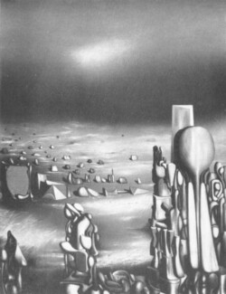 SALTIMBANQUES. 1954.
(Les Saltimbanques).
Oil on canvas, 17 x 13".
Collection Mrs. Yves Tanguy, Woodbury, Conn. SALTIMBANQUES. 1954. (Les Saltimbanques). Oil on canvas, 17 x 13". Collection Mrs. Yves Tanguy, Woodbury, Conn.