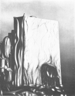 WHERE ARE YOU?  1954.
(Où es tu?)
Oil on canvas, 10 1/8 x 7 7/8".
Collection Mrs. Yves Tanguy, Woodbury, Conn. WHERE ARE YOU? 1954. (Où es tu?) Oil on canvas, 10 1/8 x 7 7/8". Collection Mrs. Yves Tanguy, Woodbury, Conn.